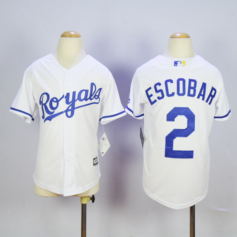 Youth Kansas City Royals #2 Eacobar White MLB Jerseys